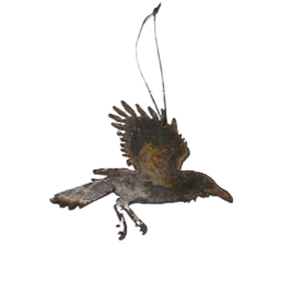 Crow Flying  - Rusted Metal Ornament
