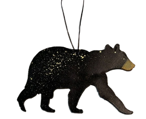 Black Bear Walking - Hand Painted Ornament