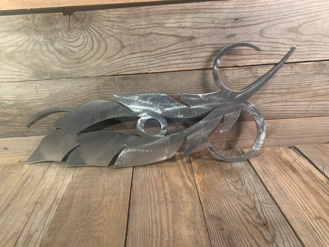 Feather Brushed Steel First Nations Design