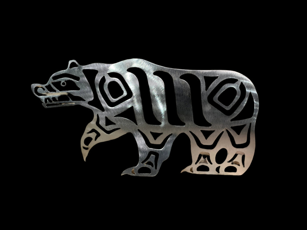 Male Bear Brushed Steel First Nations Design