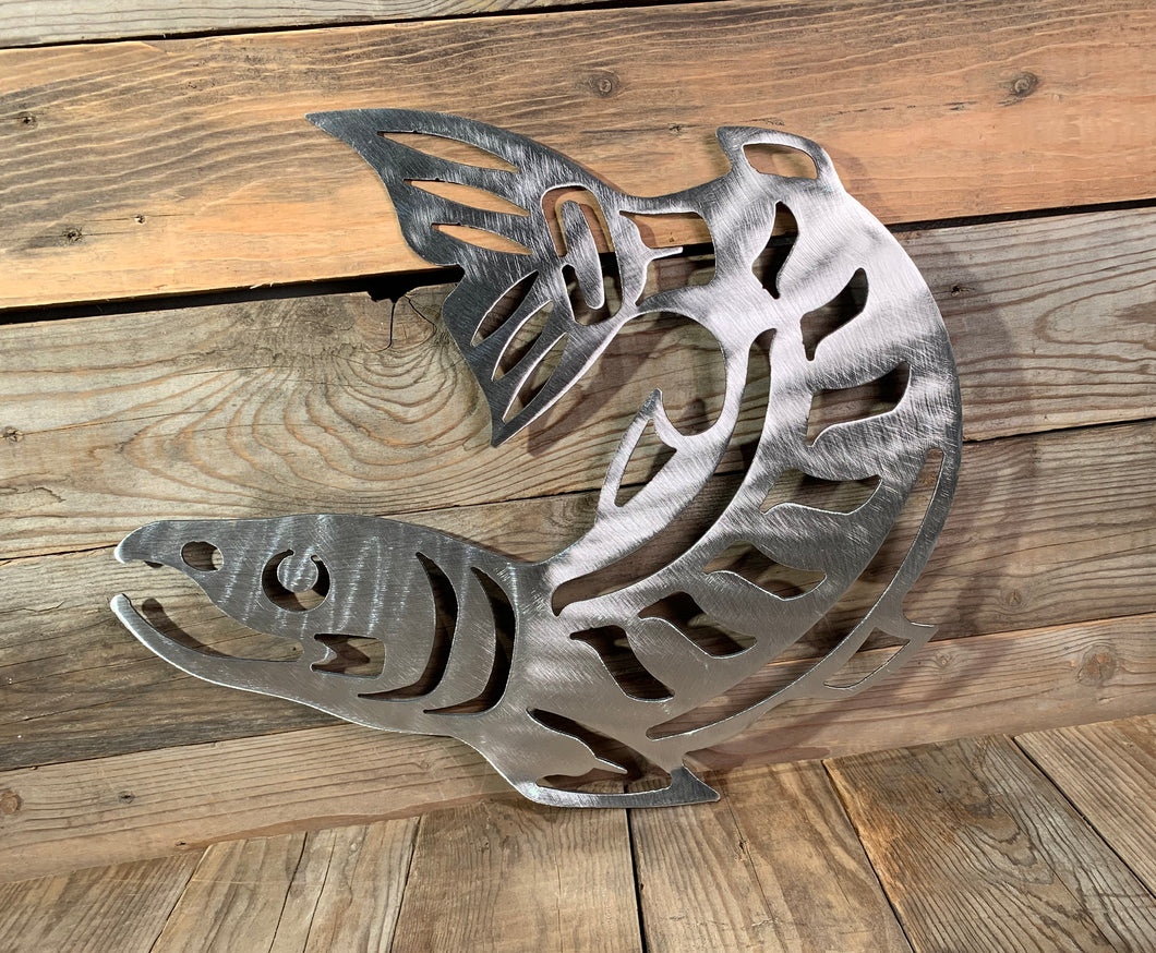 Salmon Brushed Steel First Nations Design