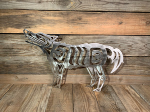 Wolf Brushed Steel First Nation Designs