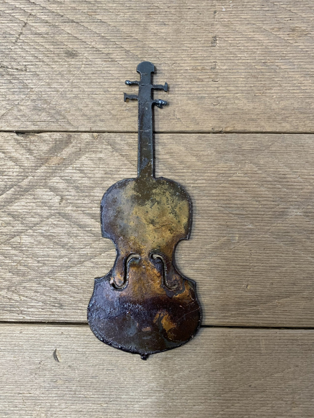Fiddle - Rusted Metal Ornament