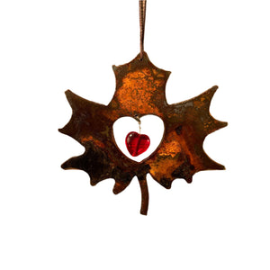 Maple Leaf with Heart - Ornament