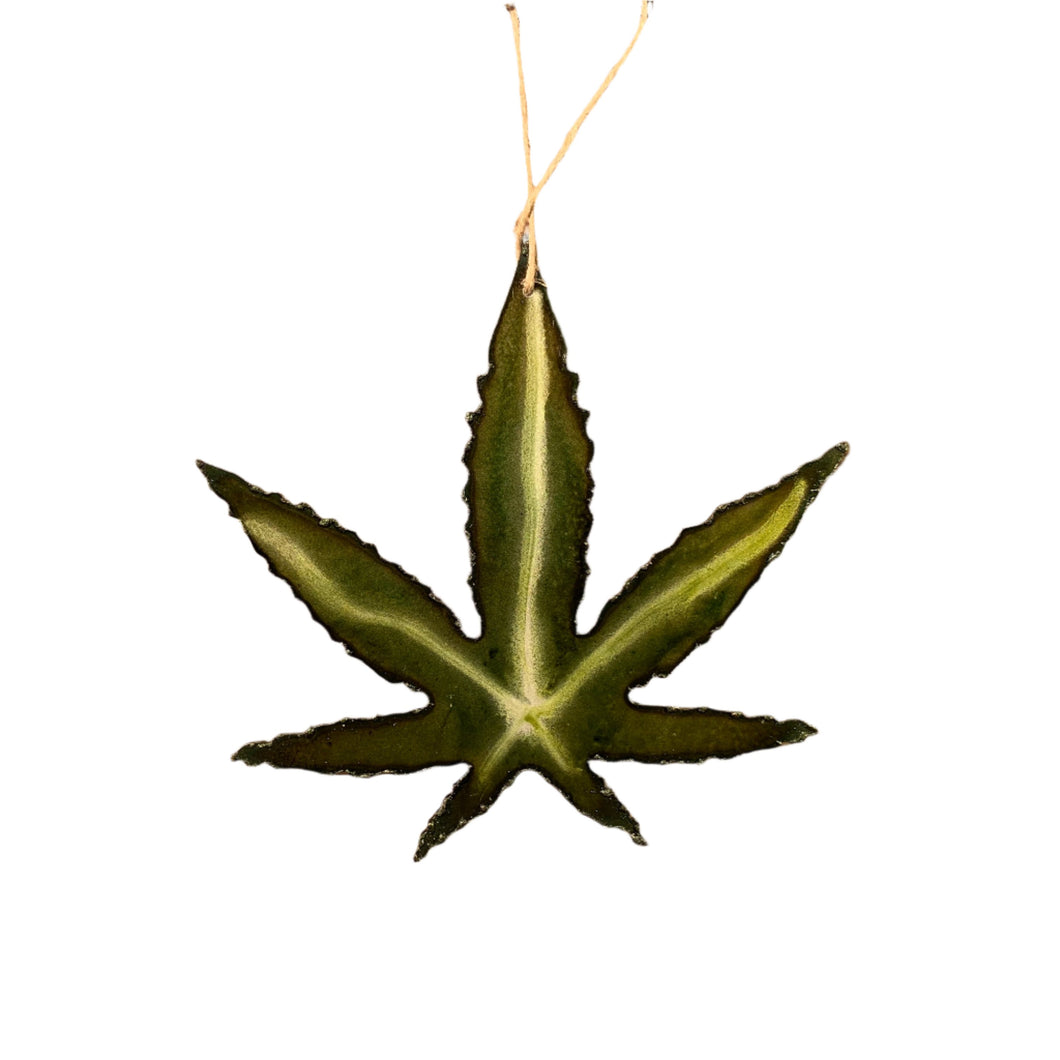 Cannabis Leaf - Hand Painted Ornament