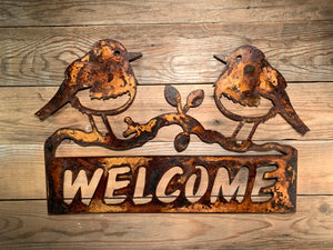 Welcome Sign Winter Birds