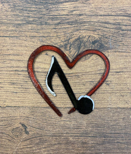Musical Note Heart - Hand Painted Ornament