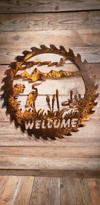 Heron Welcome Sign Blade 23"